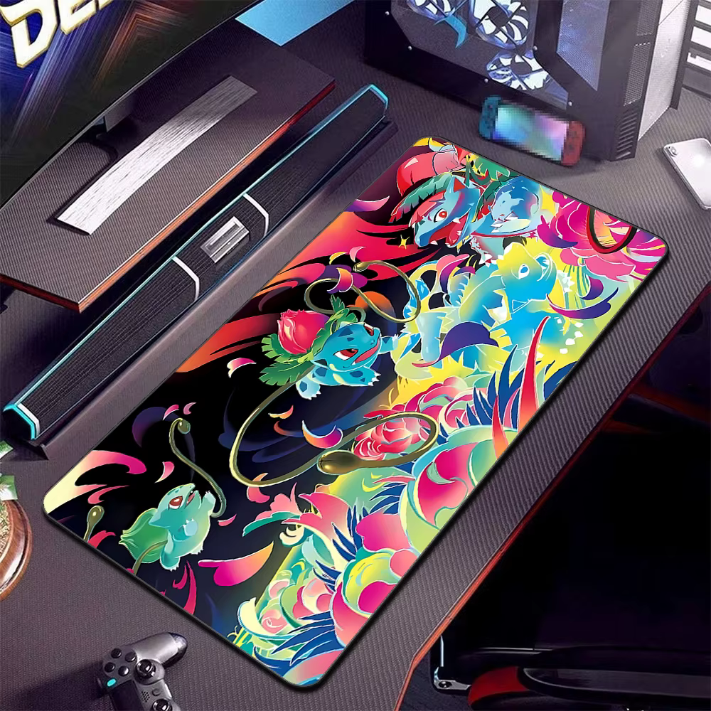 Grand tapis de souris pour ordinateur, accessoires de jeu, tapis de clavier pour gamer, tapis de souris pour ordinateur portable P-Pokemon, base antidérapante en caoutchouc XXL