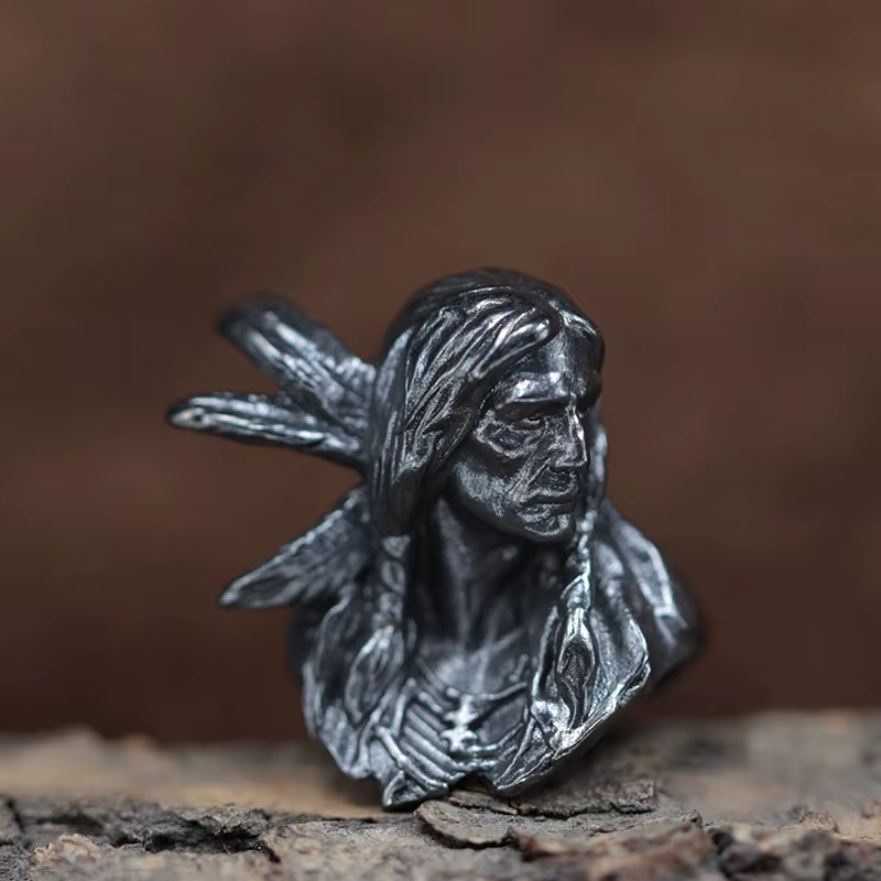 Pendentifs sculptés en laiton en forme de tête de chef indien, perles de couteau, accessoires EDC pour activités de plein air, DIY, paracorde, bracelet tressé fait main, cordon
