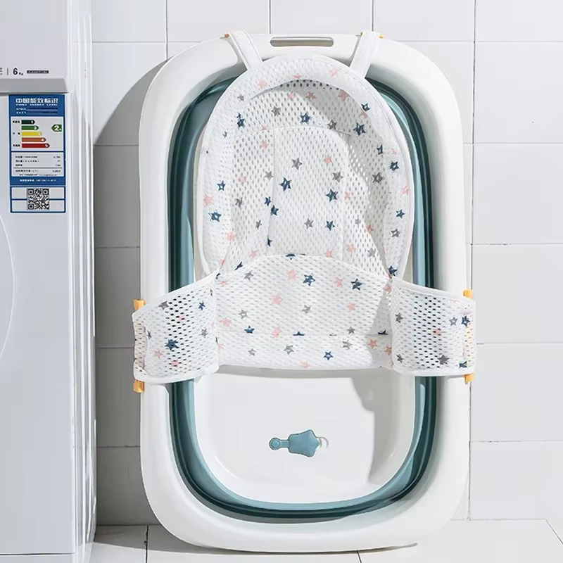 Tapis de bain pour bébé, filet en T réglable pour nouveau-né, protection de bain, accessoires de bain, produits pour bébé, tapis et douche pliables