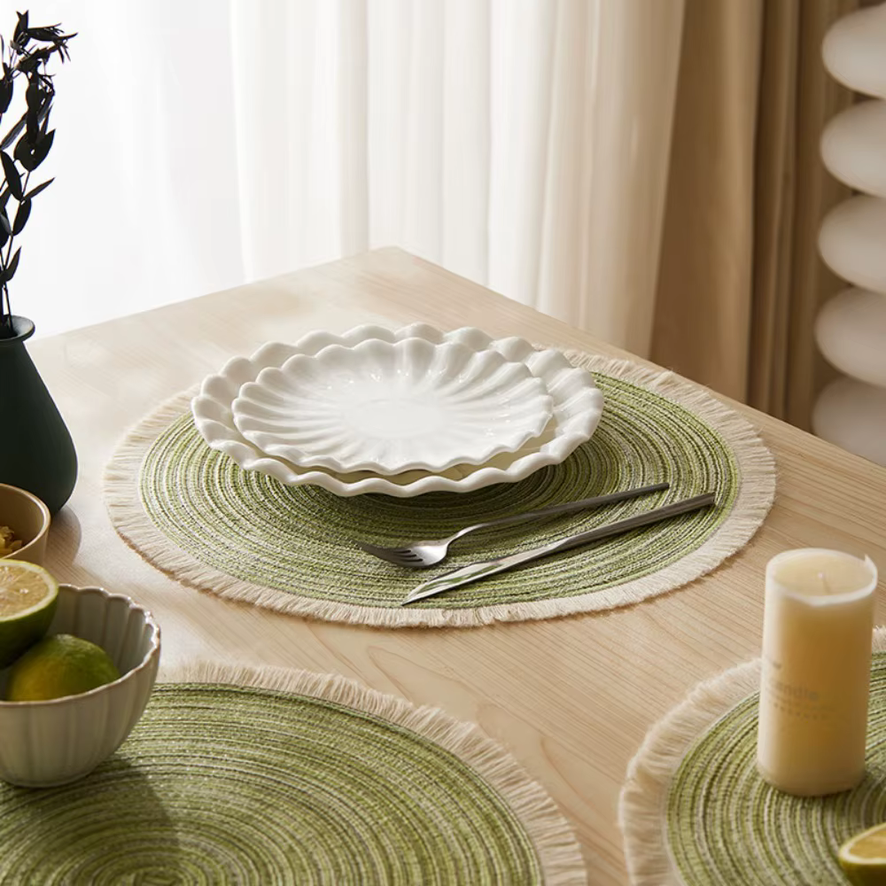 Ensemble de 4 pièces de napperon de 38cm, tapis de protection de table antidérapant, respectueux de l'environnement, rond, Anti-brûlure