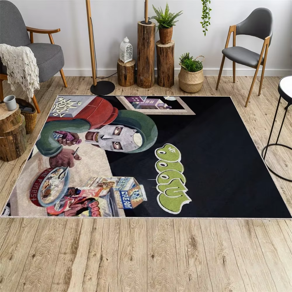 Tapis de couverture d'album Doom, décoration de couverture d'album hip-hop MF DOOM tapis décoratif de groupe de musique hip-hop tapis populaire de maison moderne