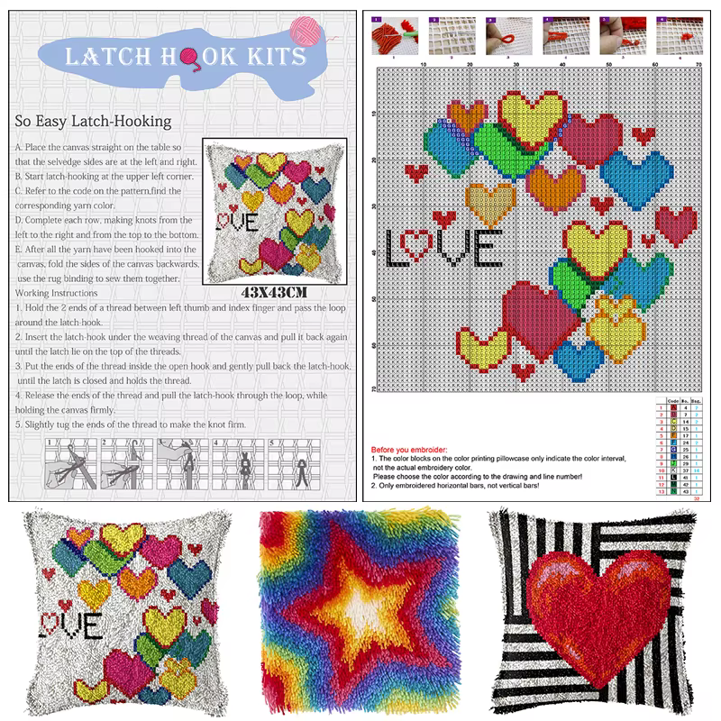 Analyste de crochet de loquet lea, fil acrylique pré-imprimé, toile, nœuds polymères, tapisserie au crochet, décoration de la maison de Noël