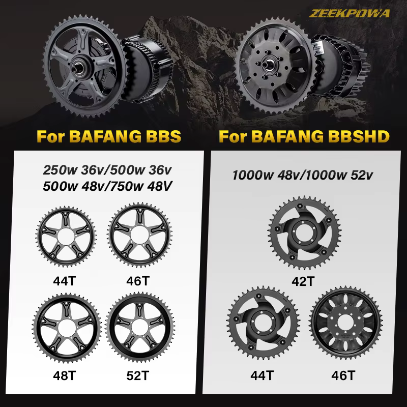 Bafang 44T 46T 48T 52T plateau chaîne roue garde pignon roue à chaîne pour BBS01B BBS02B BBSHD moteur d'entraînement central accessoires de vélo électrique