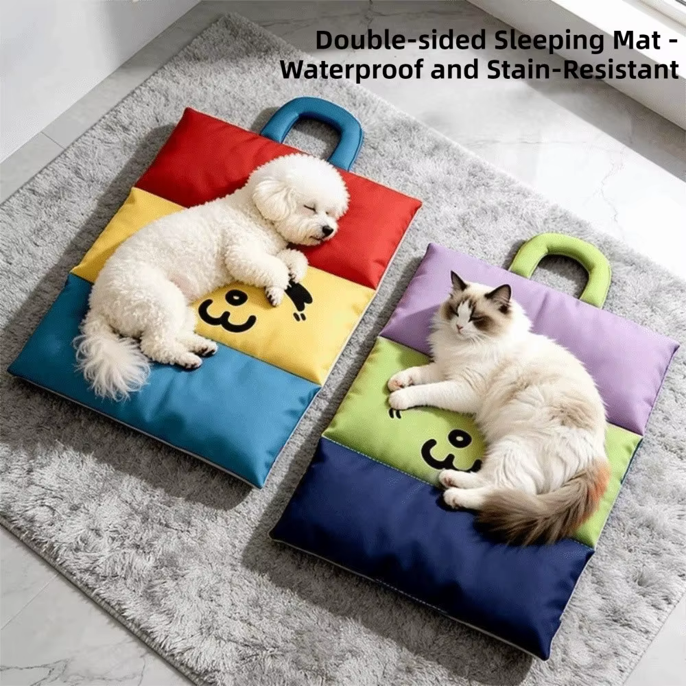 Tapis rafraîchissant imperméable pour chien, antidérapant, double face, avec poignée, motif dessin animé, coussin de repos pour animaux de compagnie, pour chats et chiens