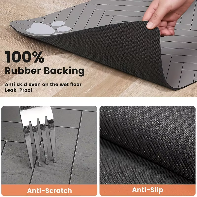 Tapis de nourriture imperméable pour chien – Plateau d'alimentation antidérapant robuste avec tailles S/M pour les mangeoires en désordre, tapis de salle à manger absorbant durable