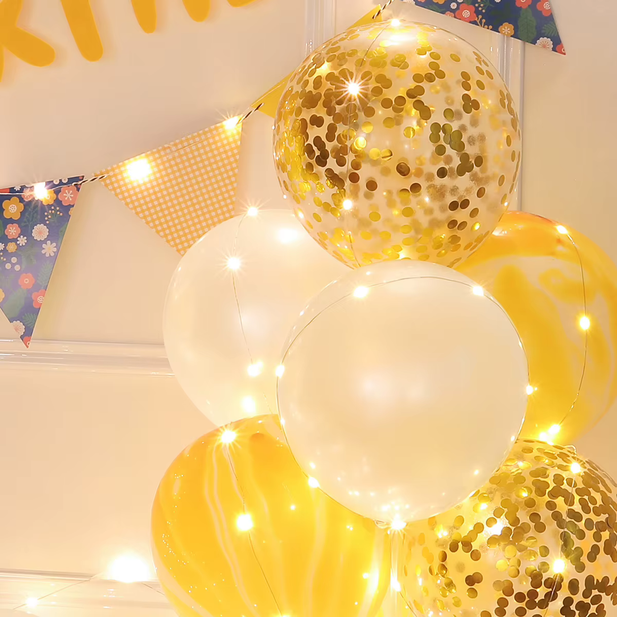 Ensemble de décoration de ballons pour fête d'anniversaire, marguerite florale jaune