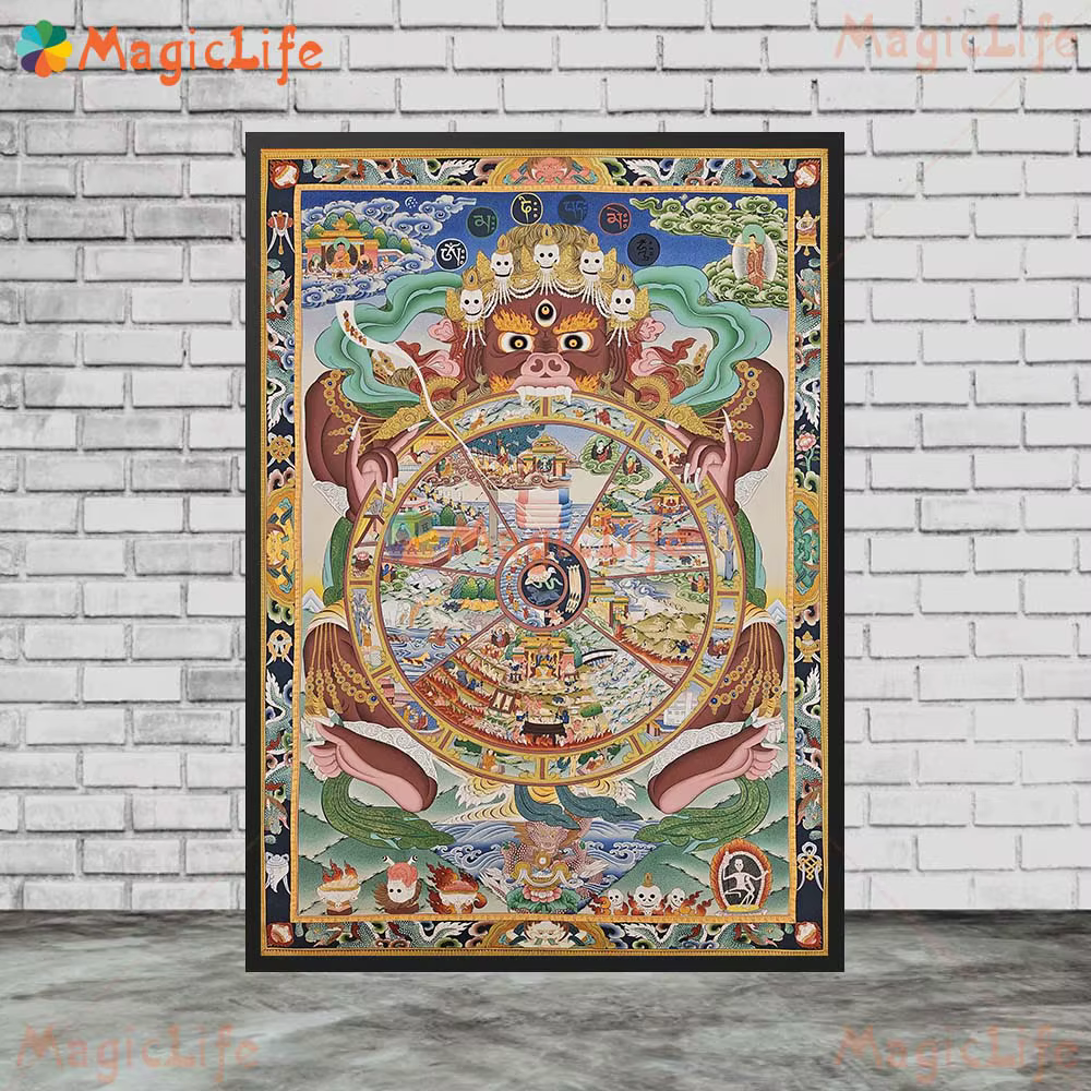 Bouddha roue de vie de la vie Sakyamuni Bodhisattva bouddhisme images murales pour salon affiche mur Art toile peinture sans cadre