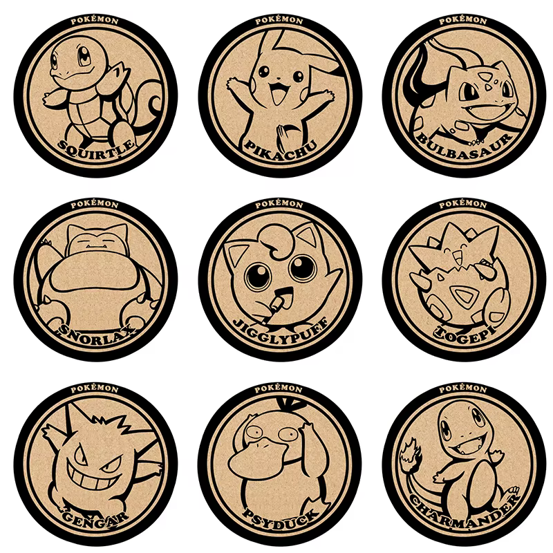 Jeu d'animation Pokemon, jouets périphériques, dessous de verre en liège, tapis antidérapants, Version Q, modèle d'action, Collection de figurines