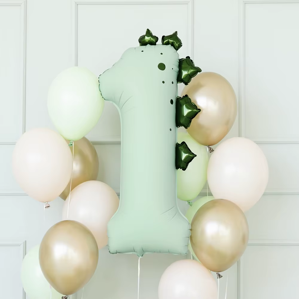 Ballon Dinosaure Numéro 3 de 36 pouces, Décoration de Fête d'Anniversaire Thème Dinosaure 1-3 ans, Centre de Table et Accessoire Photo