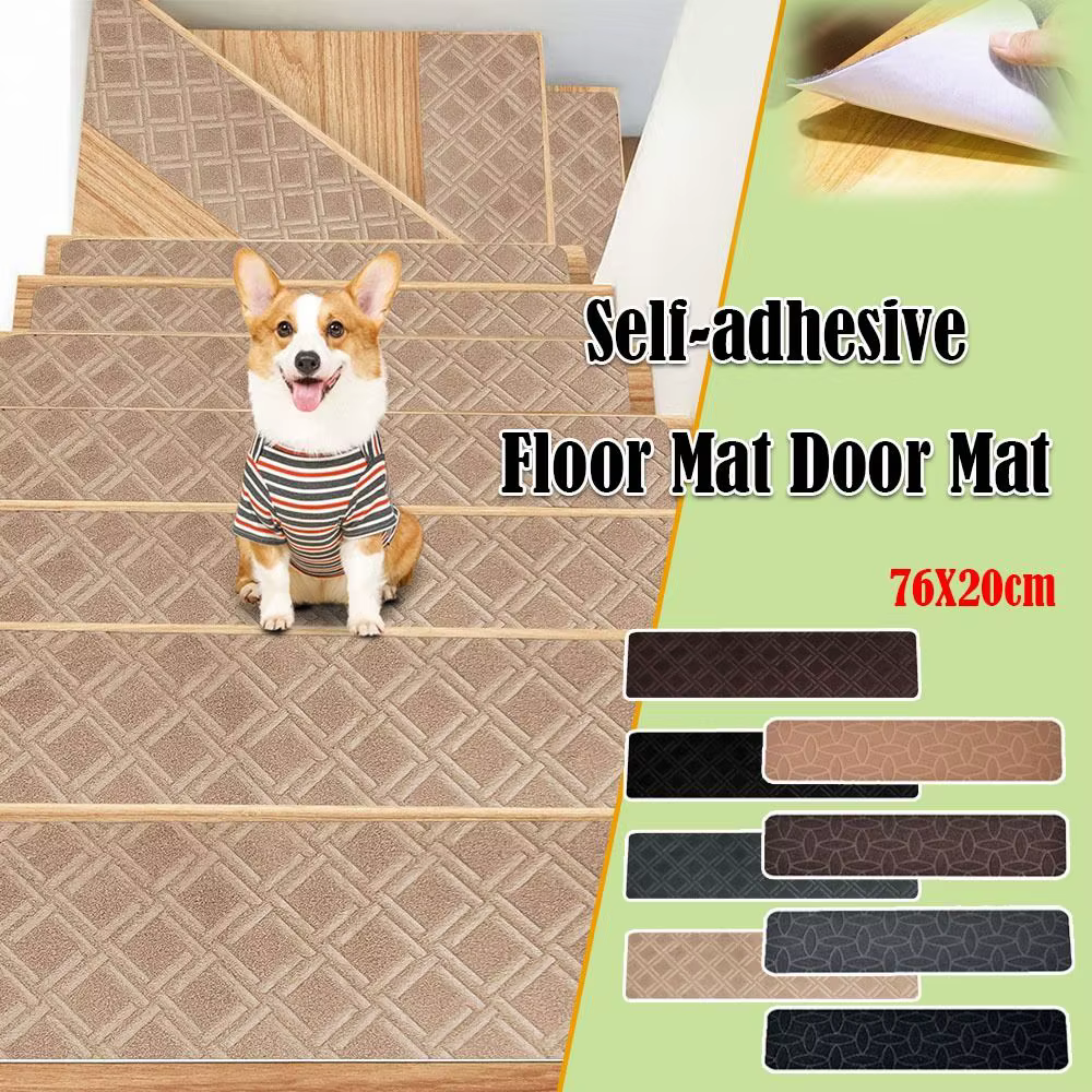 Nouveau tapis d'escalier auto-adhésif antidérapant 76x20cm, tapis de marche d'escalier, tapis de sécurité souple à rayures, tapis de porte, décoration intérieure