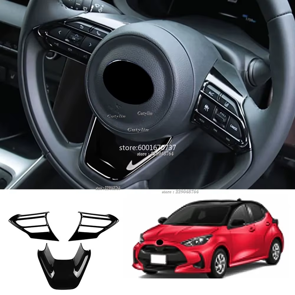 Pour Toyota Yaris Cross 2020 2021 2022 2023 ABS noir, accessoires de voiture, décoration de commutateur de fenêtre, cadre de volant, garniture de couverture