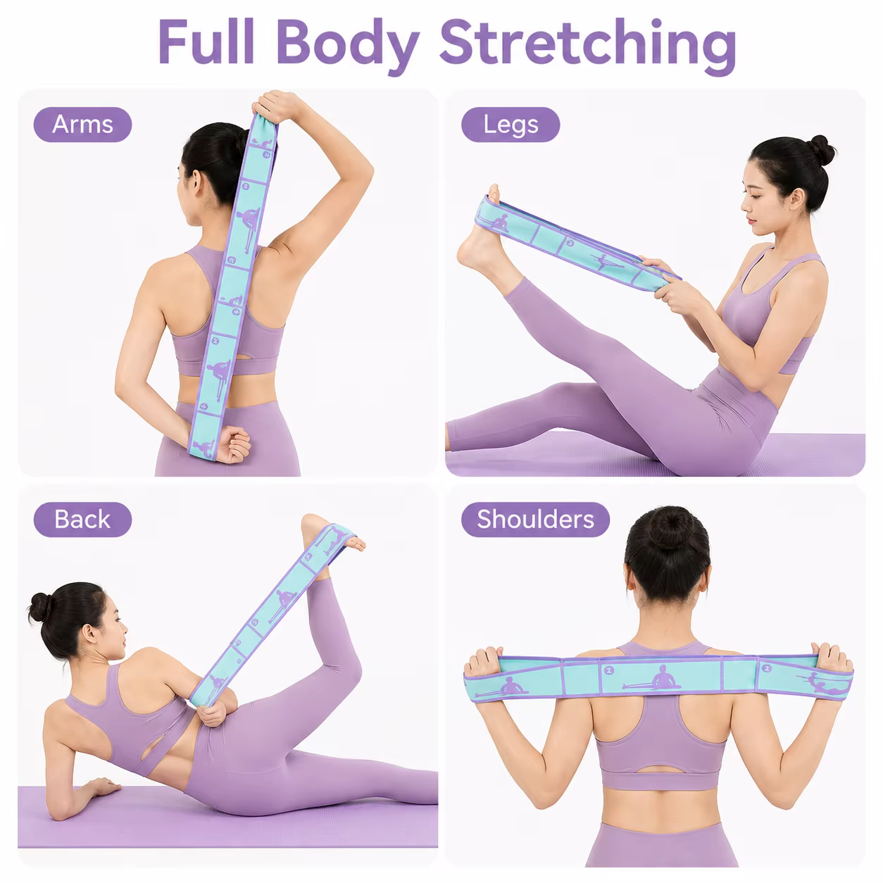 Sangle de yoga à 8 boucles