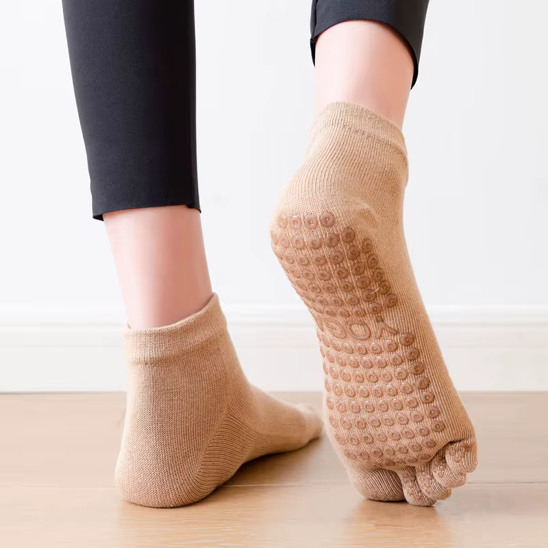 Pilates danse gymnastique Yoga chaussettes coton cinq doigts antidérapant