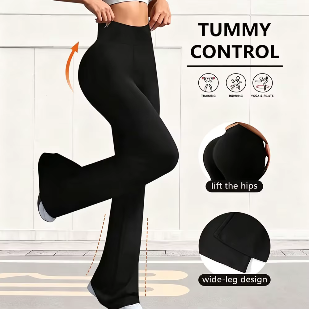 Legging évasé taille haute nude