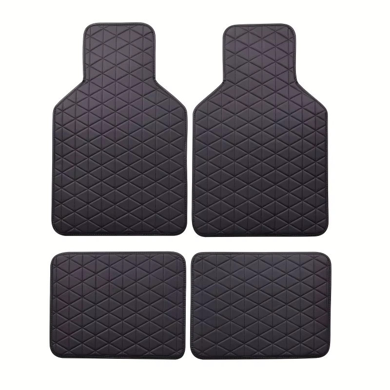 Tapis de sol de voiture en cuir PU imperméable, 4 pièces, durable et à la mode, protection toutes saisons, facile à nettoyer, améliore l'intérieur