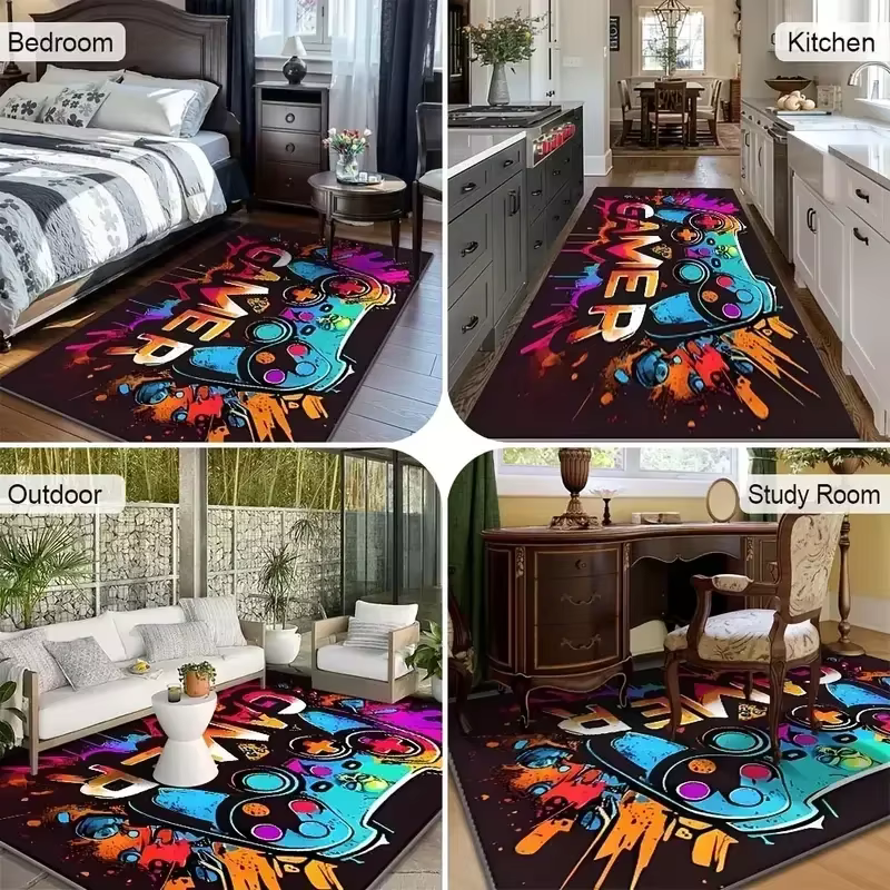 Tapis de dessin animé bonne nuit petit ours, facile à nettoyer, antidérapant, pour salon, chambre à coucher, canapé, chaise, cadeau, décoration de la maison