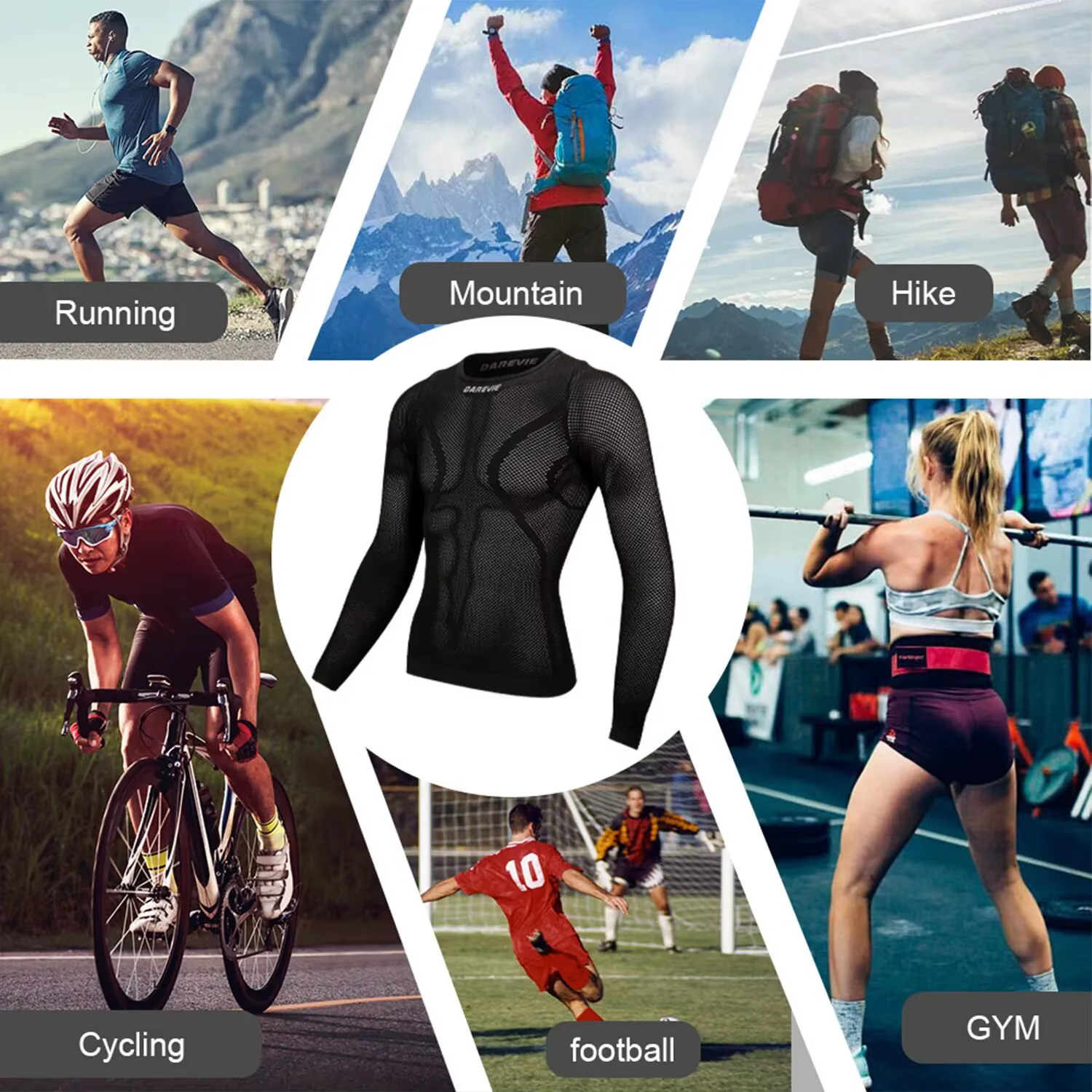 DAREVIE Base de cyclisme Laye Compression sans couture 2023 sous-vêtements à manches longues respirant de haute qualité
