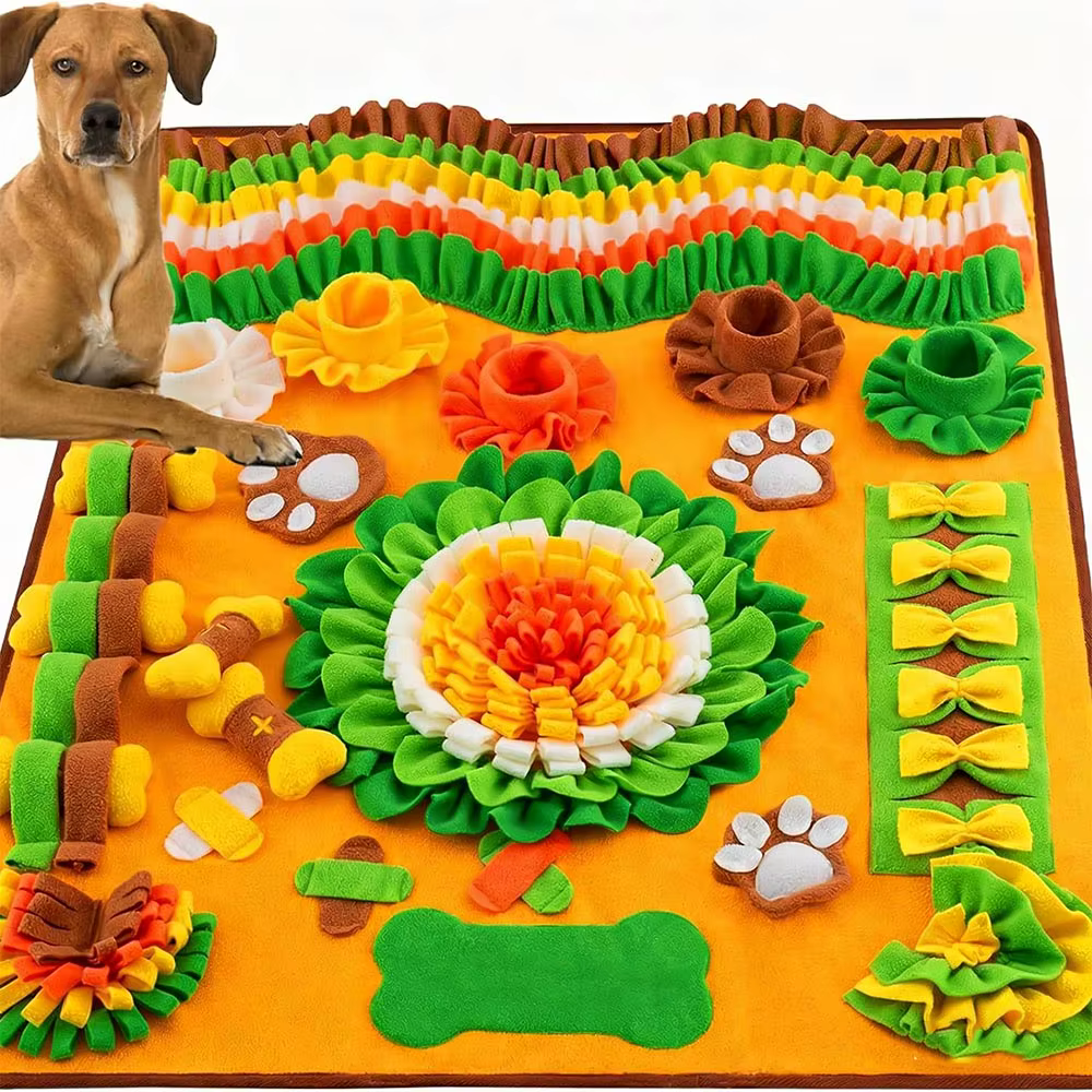 Tapis olfactif extra large 100x80cm pour chien, tapis d'entraînement olfactif, tapis interactif pour jeu et alimentation lente, jouet pour animaux de compagnie soulageant la pression