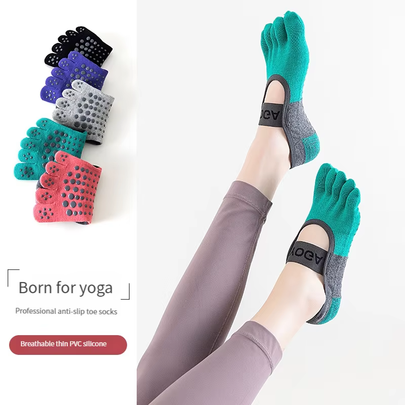 Chaussettes de Pilates professionnelles antidérapantes à cinq doigts
