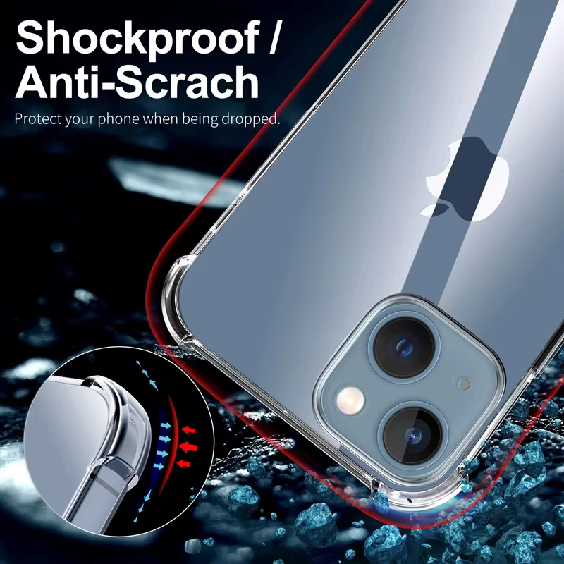 Coque de téléphone transparente antichoc pour iPhone 15 14 11 13 12 Pro Max 7 8 Plus X XR XS, Protection en Silicone souple, accessoires transparents