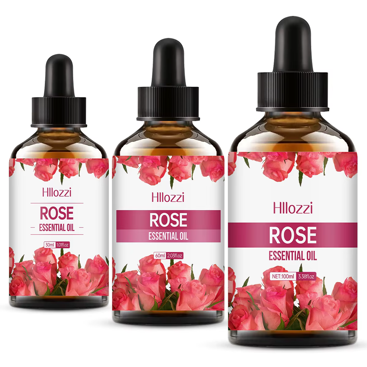 100 ml/60 ml/30 ml huile essentielle de rose soins de la peau parfum aromathérapie