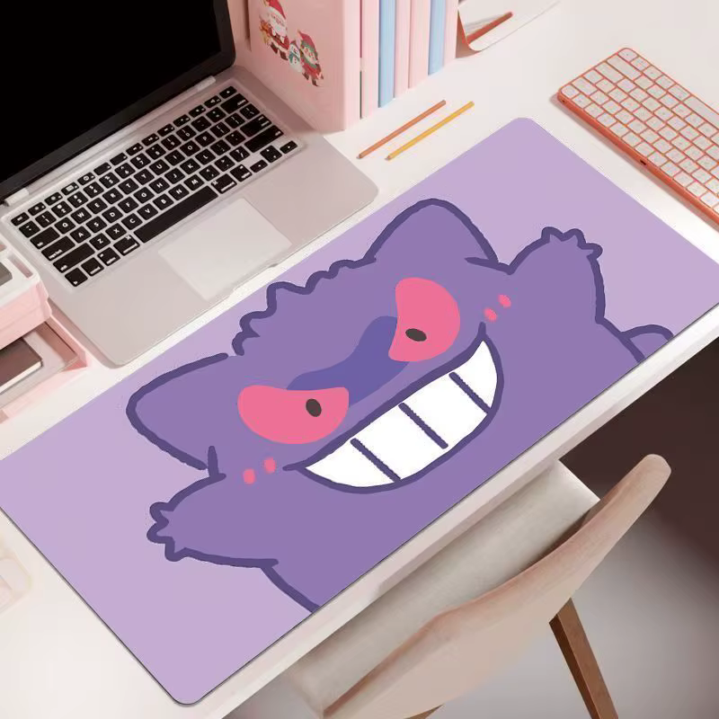 Tapis de souris dessin animé Pokémon 60x30cm, extra large, tapis de bureau avec bords cousus, tapis de clavier et de souris pour jeux, universel antidérapant