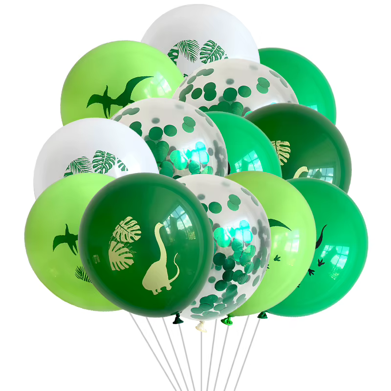 Ballons College de dinosaures pour enfants, ballons en latex, vert et blanc, décor de fête d'anniversaire, fournitures de douche de bébé, 12 po