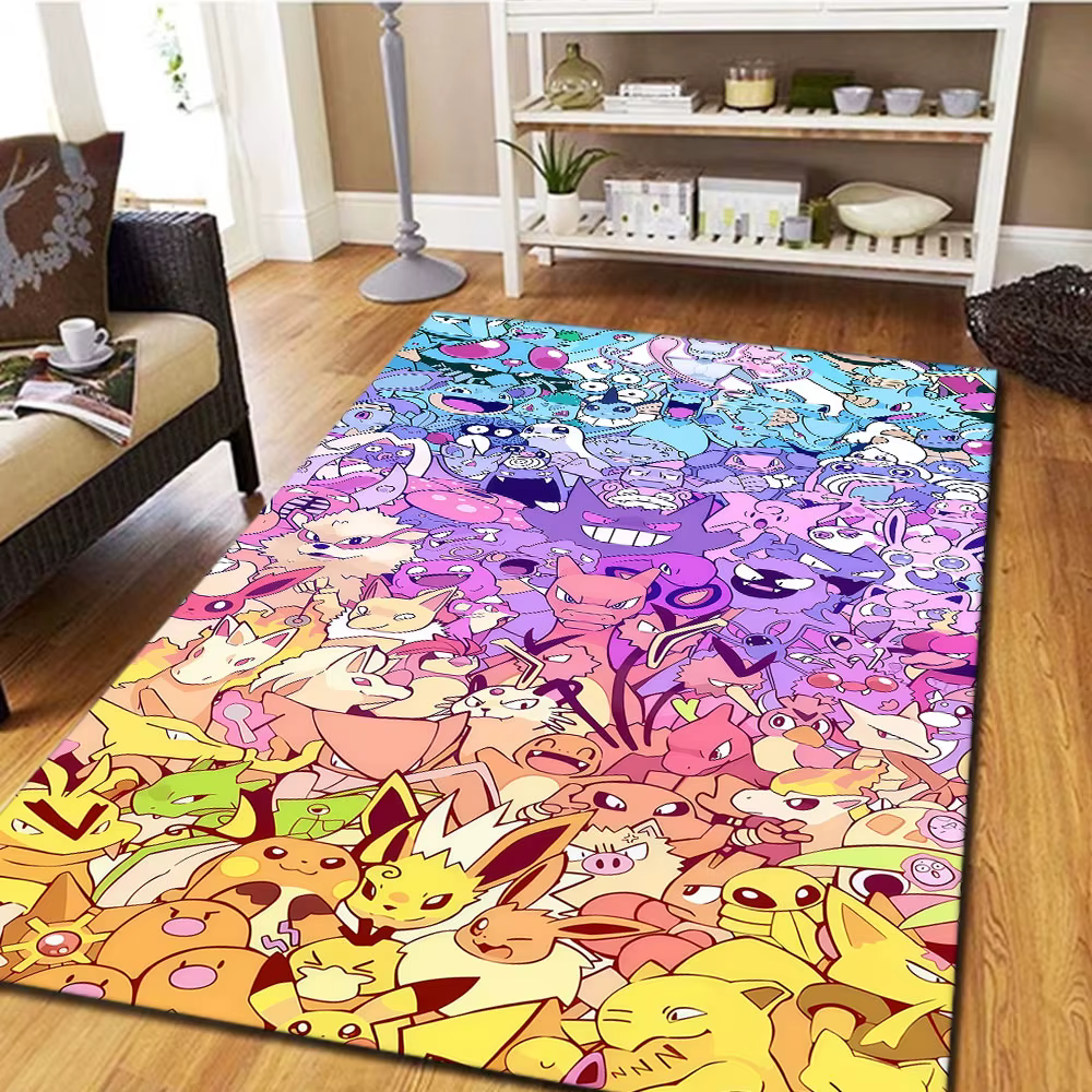 Tapis imprimé Pokemon pour la décoration de la maison, cadeau d'anniversaire, cadeaux d'halloween HE35