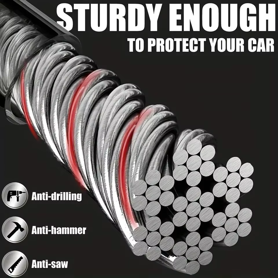 Verrou universel pour volant de voiture, avec boucles de ceinture de sécurité, 3 clés antivol pour véhicules, empêche le vol, corde de sécurité Durable