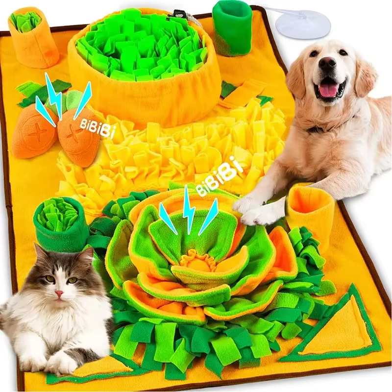 Grand tapis de reniflement pour chiens, pour l'entraînement interactif et le soulagement du stress, tapis d'alimentation lente pour chiens
