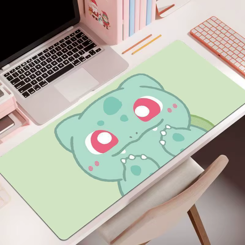 Tapis de souris dessin animé Pokémon 60x30cm, extra large, tapis de bureau avec bords cousus, tapis de clavier et de souris pour jeux, universel antidérapant
