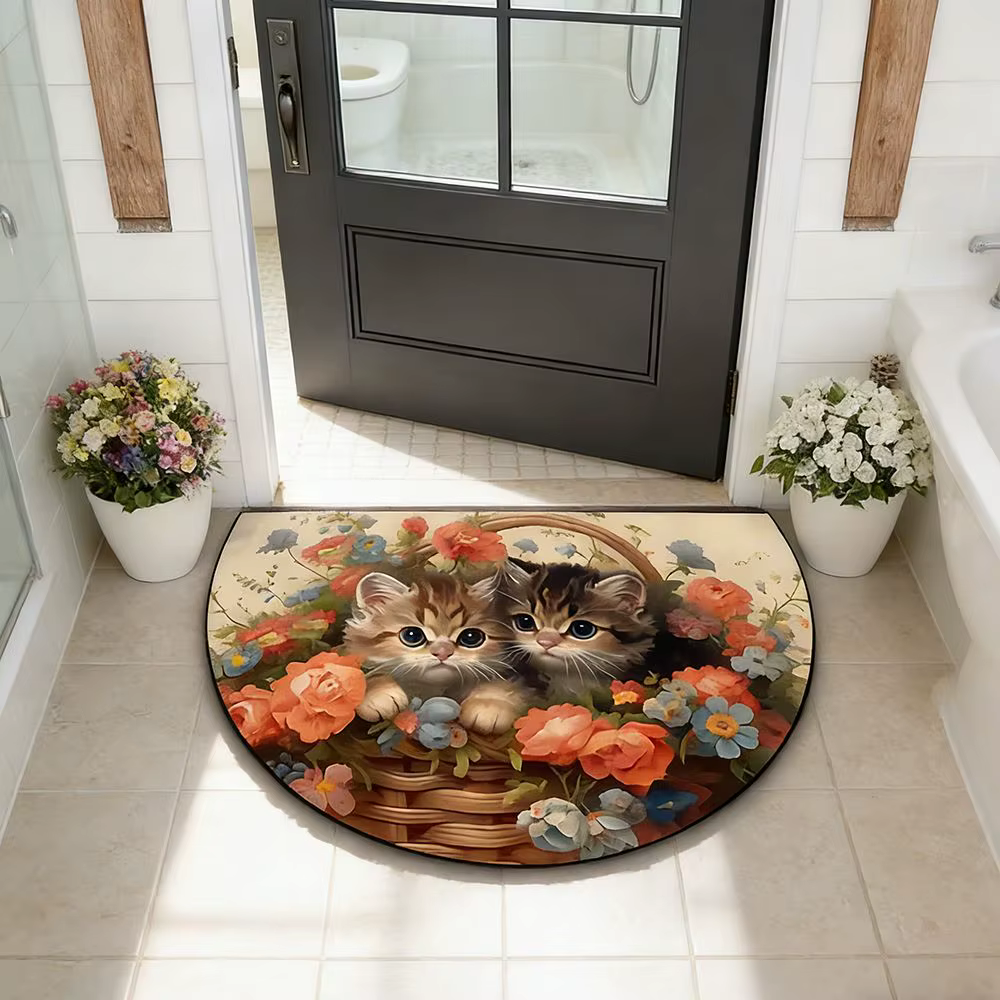 Tapis de salle de bain antidérapant en forme d'animal de dessin animé résistant à l'usure, tapis de sol pour chien et chat, décoration, tapis absorbant doux pour chat, entrée, hall