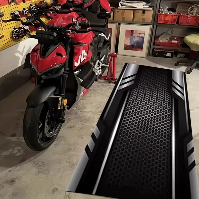 Tapis de sol pour garage de moto VIKAMA, style cyber, antidérapant, résistant à l'usure, tapis de présentation pour atelier, tapis décoratif pour couloir