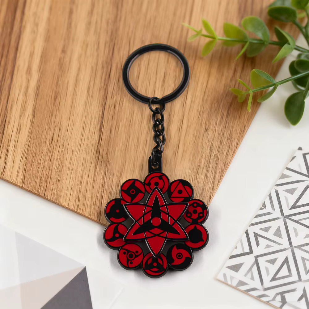 Porte-clés rotatif Mangekyou Sharingan toutes formes, accessoire pour sac et clés, cadeau pour fans d'anime
