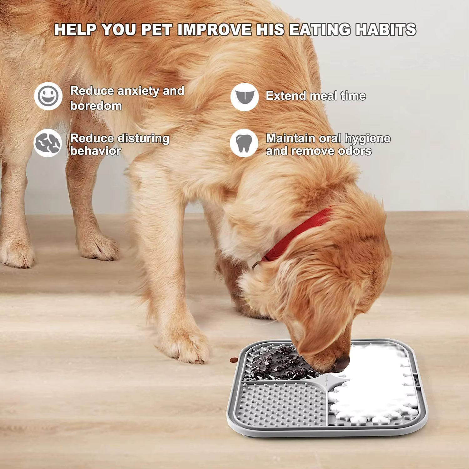Tapis de léchage pour chien en silicone antidérapant avec ventouses, gamelle à alimentation lente, tapis d'absorption pour bain d'animaux, fournitures d'entraînement et d'alimentation réutilisables po