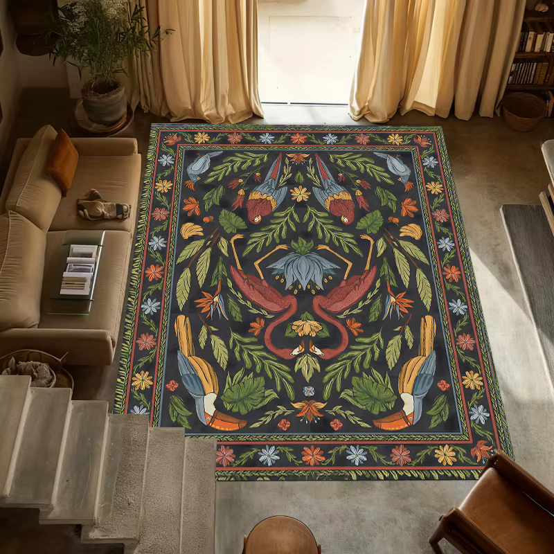 Tapis d'intérieur à motif botanique vintage