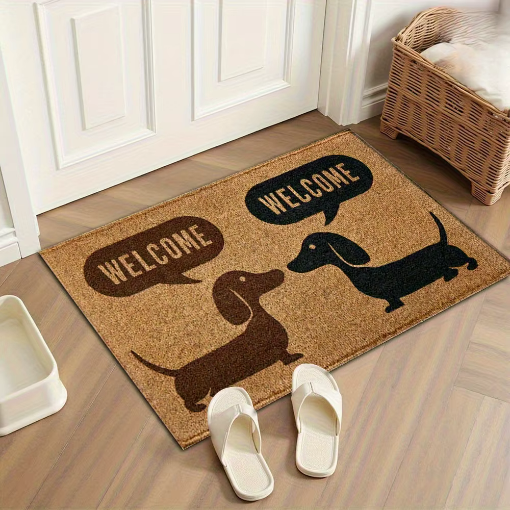 Tapis de bienvenue en forme de teckel, tapis de sol antidérapant avec silhouette de chien, décoration pour la maison, tapis d'entrée et de couloir
