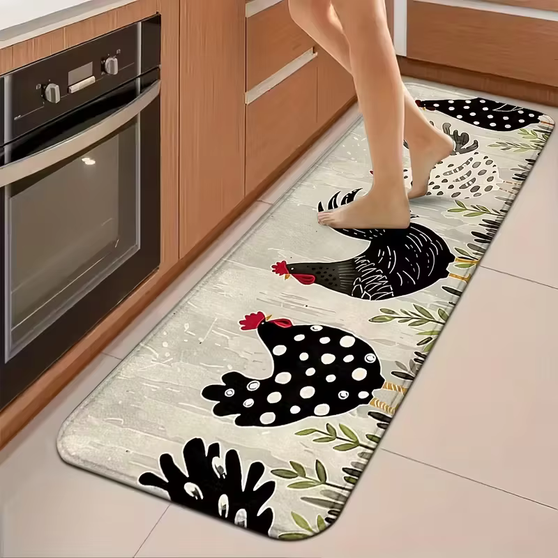 Tapis de cuisine long avec motif de chiot teckel endormi mignon sur fond rose, tapis antidérapant pour buanderie, entrée, décoration intérieure