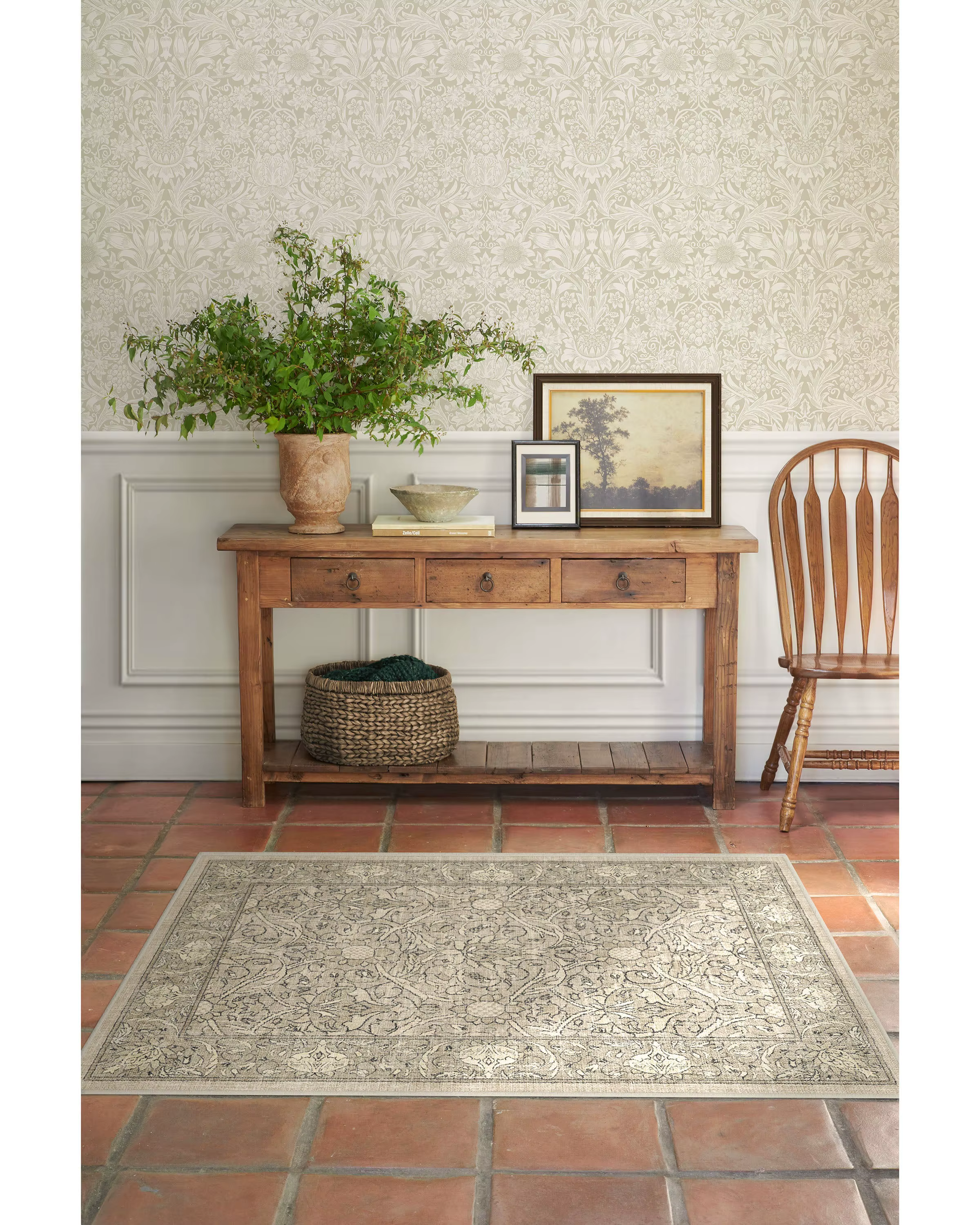 Turc Vintage Beige Floral Zone Lea William Instabilité Pierre Naturelle Tufté Lea Décor De Ferme
