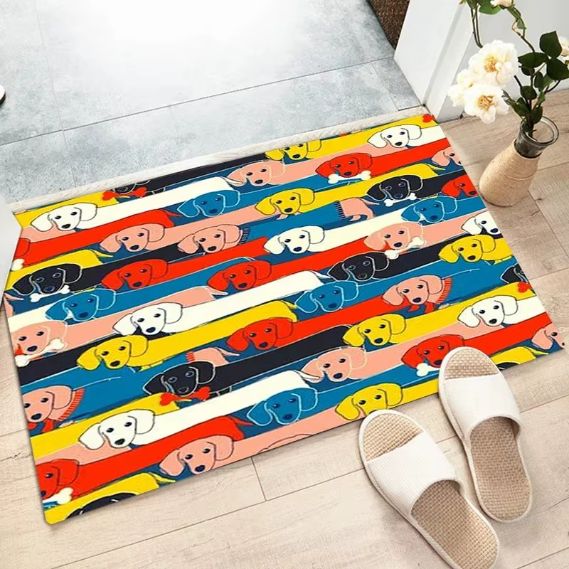 Tapis non ald à motif de chien mignon pour la décoration de la maison, la cuisine, le salon, la décoration de Noël, le sol, le teckel