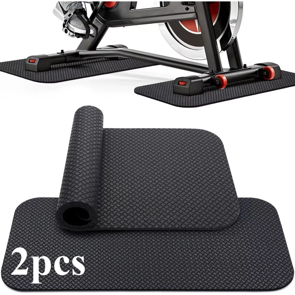 2 tapis de protection pliables double face antidérapants pour vélo d'appartement et équipement de fitness