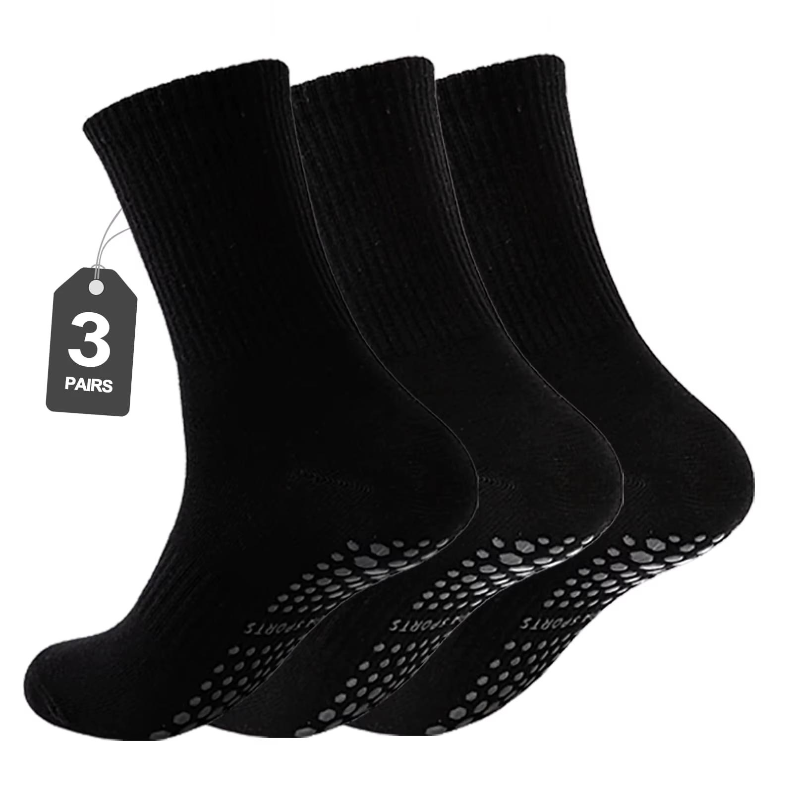 3 paires de chaussettes Pilates pour femmes avec sangles de préhension pour le yoga