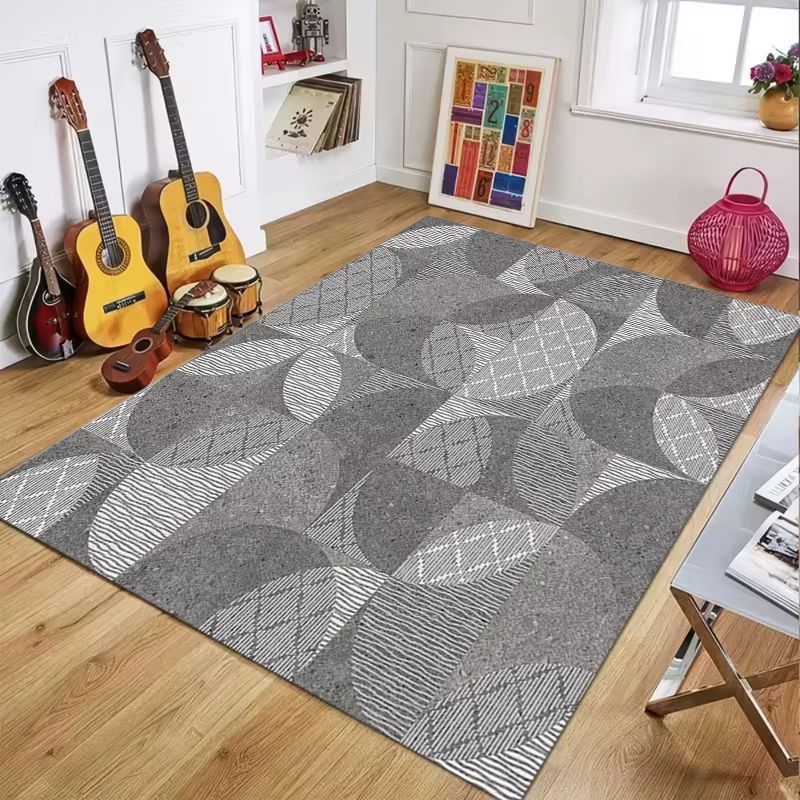 Tapis d'intérieur gris vintage à motifs floraux