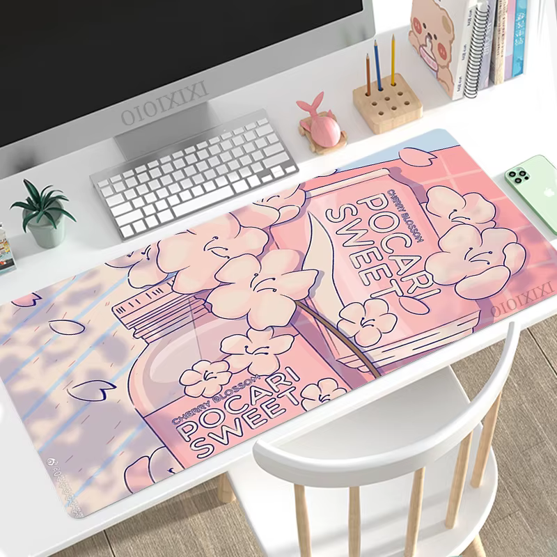 Tapis de souris mignon Kawaii pour jeux XL HD, grand tapis de souris personnalisé XXL, tapis de clavier antidérapant en caoutchouc naturel, tapis de souris souple pour PC