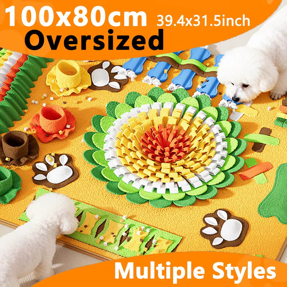 Tapis olfactif extra large 100x80cm pour chien, tapis d'entraînement olfactif, tapis interactif pour jeu et alimentation lente, jouet pour animaux de compagnie soulageant la pression