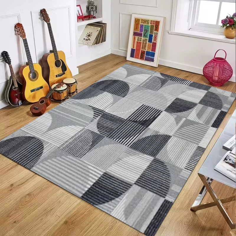 Tapis d'intérieur gris vintage à motifs floraux
