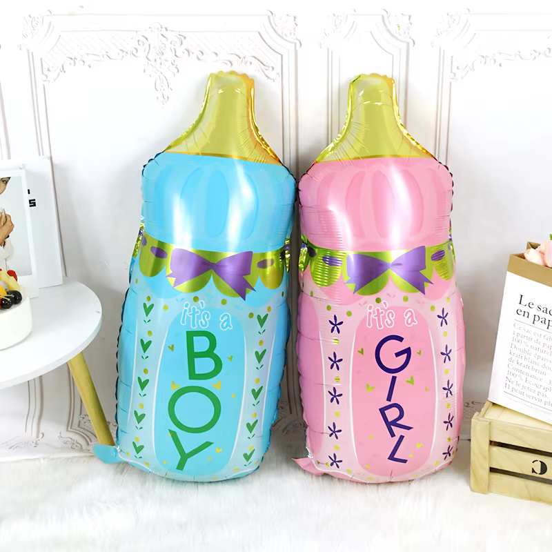 Ensemble de ballons pour réception-cadeau pour bébé, ballons en aluminium rose et bleu pour garçon et fille, ballon pour biberon, révélation du sexe, décoration de fête, cadeaux d'anniversaire pour 1e