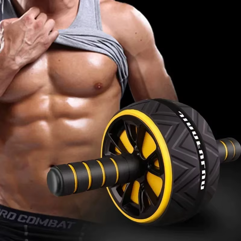Rouleau abdominal à double roue, équipement de fitness multifonctionnel, entraînement quotidien du tronc, base antidérapante sécurisée, adapté aux hommes et aux femmes