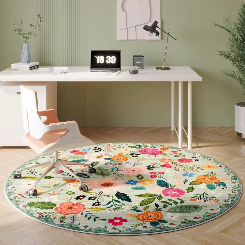 Tapis de salon rond couleur imprimé Floral décoration chambre Tapis en peluche mode moderne Table basse Tapis moelleux ». Tapis