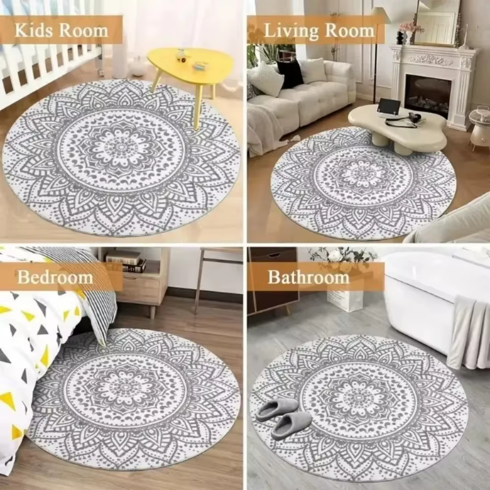 Tapis rond à motif de plantes de Jungle tropicale, motif Floral, feuille de Monstera, grande surface, pour décoration de salon et de chambre à coucher